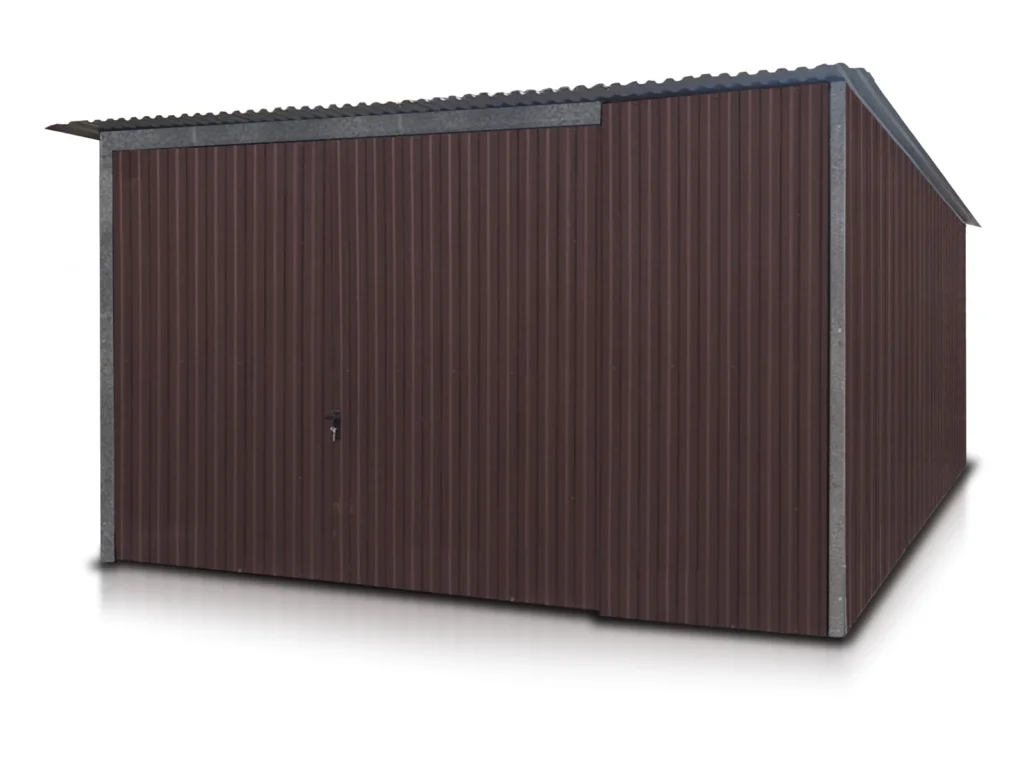Einzelgarage 3×5 m aus Blech in BTX 8017 Braun mit Kippvorrichtung