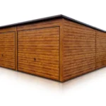 Metallgarage mit Flachdach und Holzoptik – 6×6 m