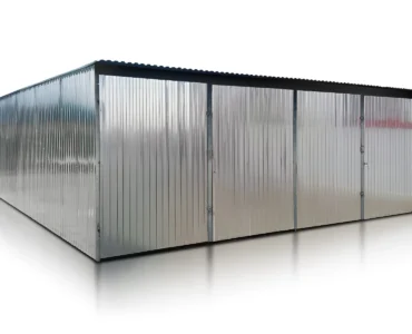 Doppelgarage aus Blech 600 x 500 cm verzinkt Pultdach Doppelflügeltor