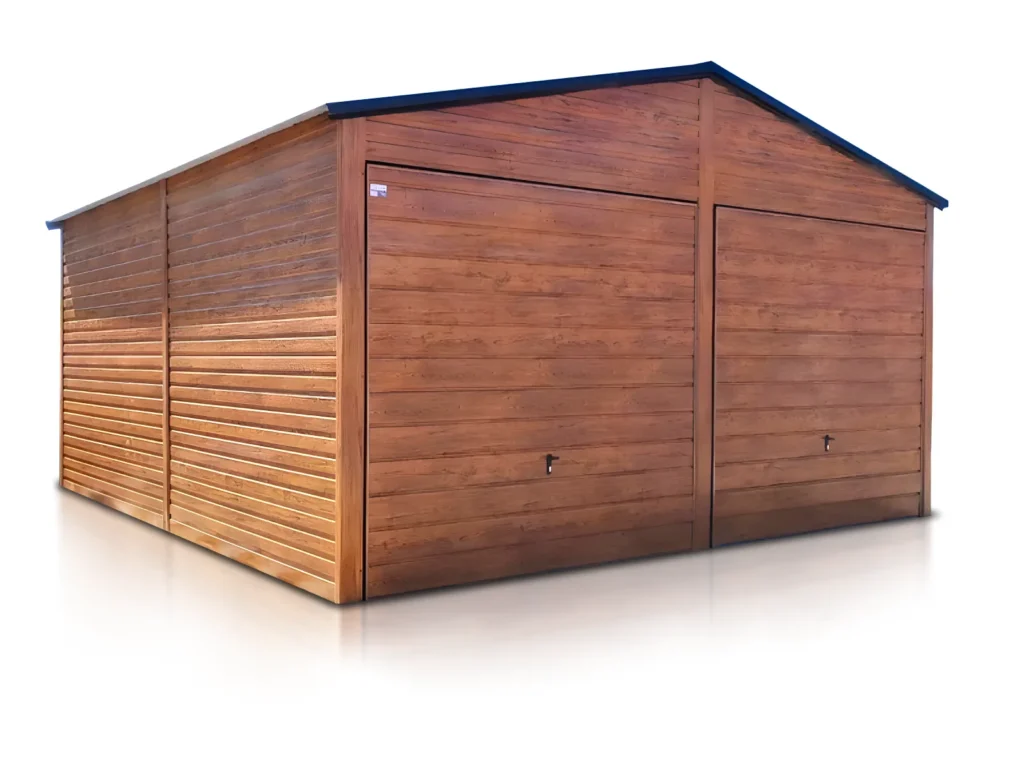 Doppelgarage 6×6 m in Holzoptik mit Satteldach