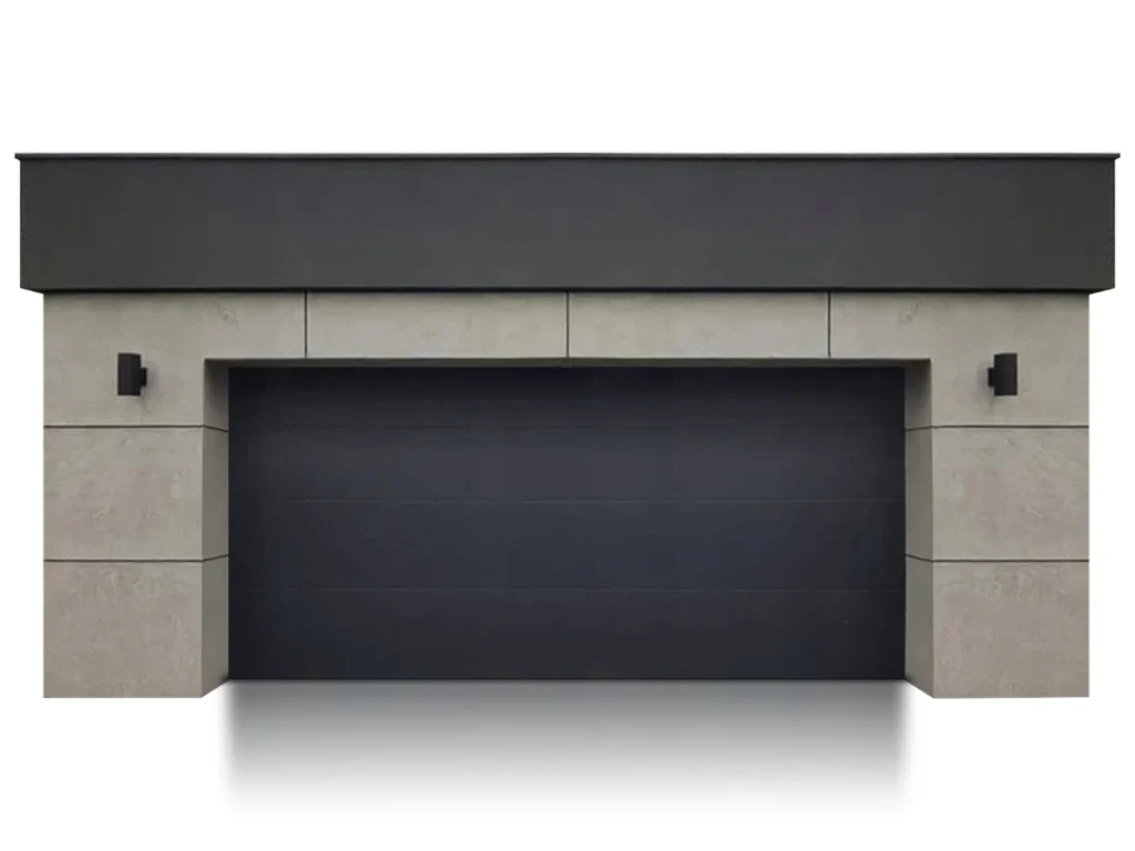 Moderne Garagentor mit Betonverkleidung