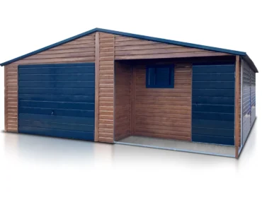 Einzelgarage aus Blech 700 x 800 cm Holzoptik Schwingtor