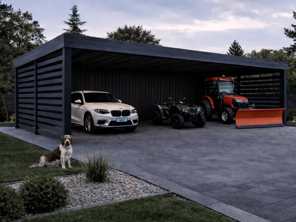 carport 7×5 z autami