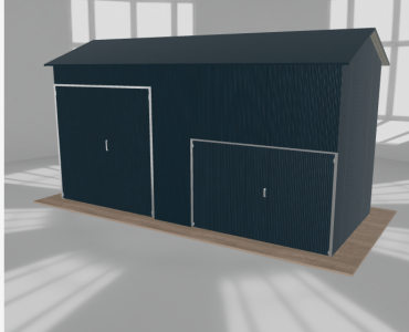 Stahlhalle 7x3 m, Satteldach, Graphit, hoch