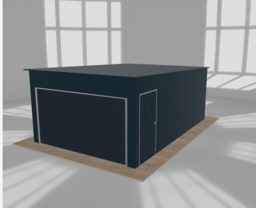 Blechgarage 4x6 m, für ein Auto, Pultdach nach hinten, Graphit