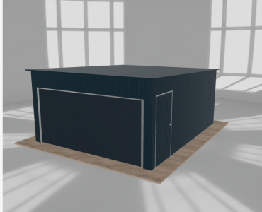 Blechgarage 4,5x5,5 m, für ein Auto, Pultdach nach hinten, Graphit